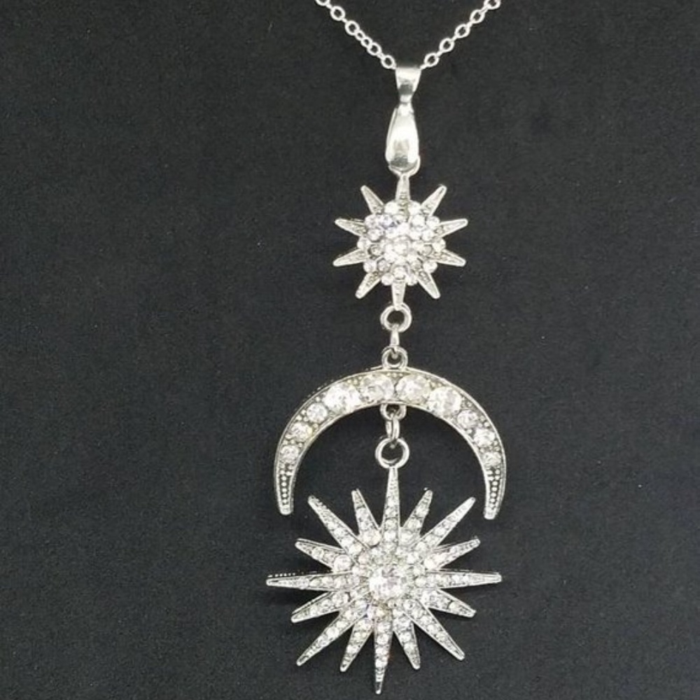 HalfMoon Starburst Necklace in SterlingSilverChain